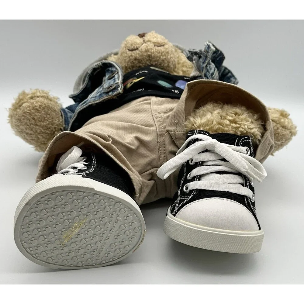 Build-A-Bear Workshop Curly Teddy Bear Denim Jacket Hoodie Outfit Shoes Plush